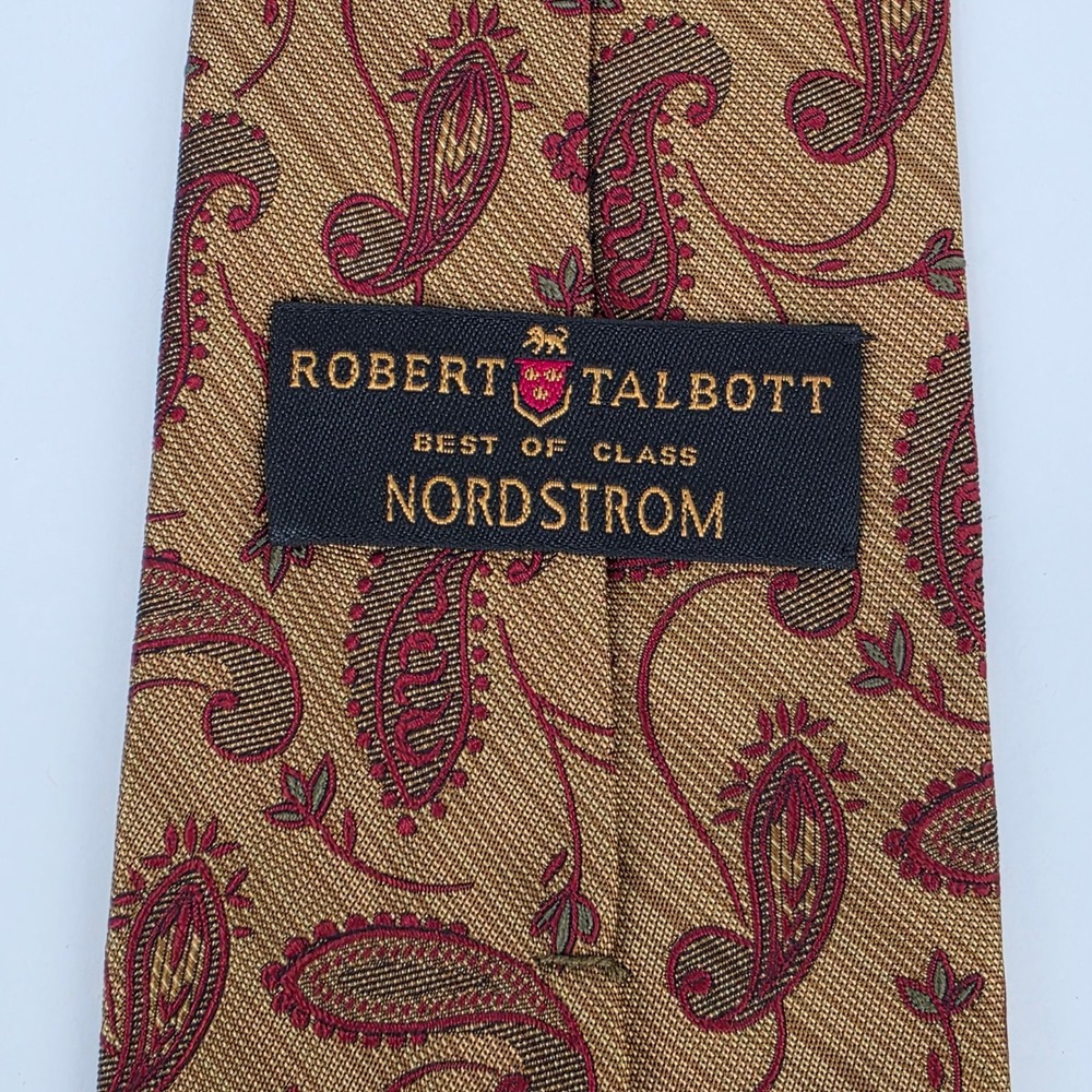 Robert Talbott Best of Class Necktie Mens Gold Paisley Silk Hand Sewn USA - Picture 2 of 6